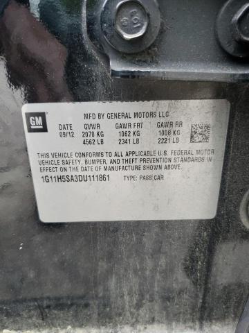 1G11H5SA3DU111861 - 2013 CHEVROLET MALIBU LTZ შავი ფოტო 12