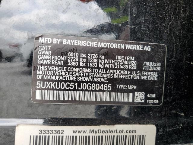 5UXKU0C51J0G80465 - 2018 BMW X6 SDRIVE35I BLACK photo 13