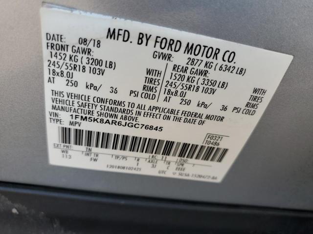 1FM5K8AR6JGC76845 - 2018 FORD EXPLORER POLICE INTERCEPTOR SILVER photo 13