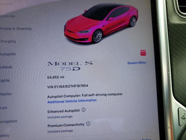 5YJSA1E27HF187854 - 2017 TESLA MODEL S გრაფიტი ფოტო 9