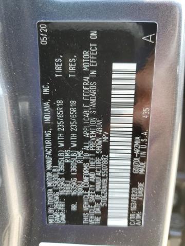 5TDGZRAH9LS507882 - 2020 TOYOTA HIGHLANDER XLE ნაცრისფერი ფოტო 14