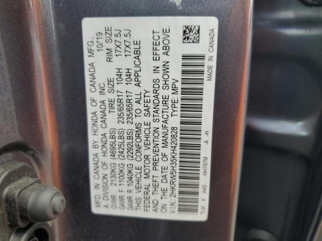 2HKRW5H35KH420828 - 2019 HONDA CR-V LX GRAY photo 13