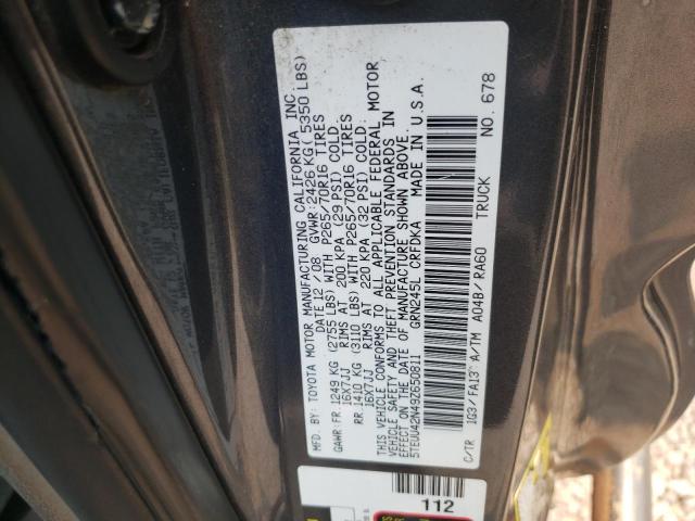 5TEUU42N49Z650811 - 2009 TOYOTA TACOMA ACCESS CAB ნაცრისფერი ფოტო 12