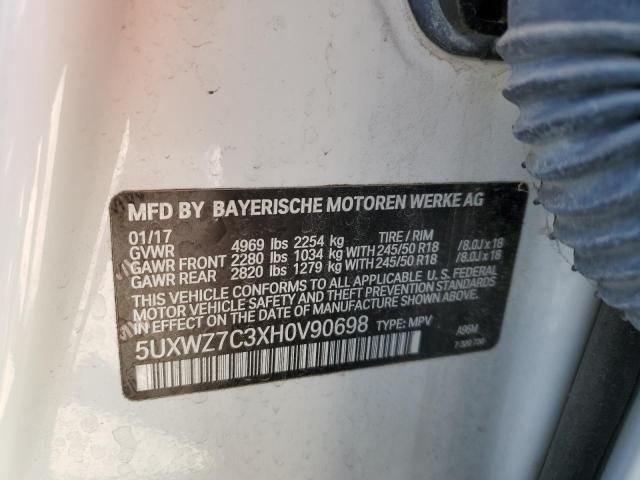 5UXWZ7C3XH0V90698 - 2017 BMW X3 SDRIVE28I WHITE photo 13