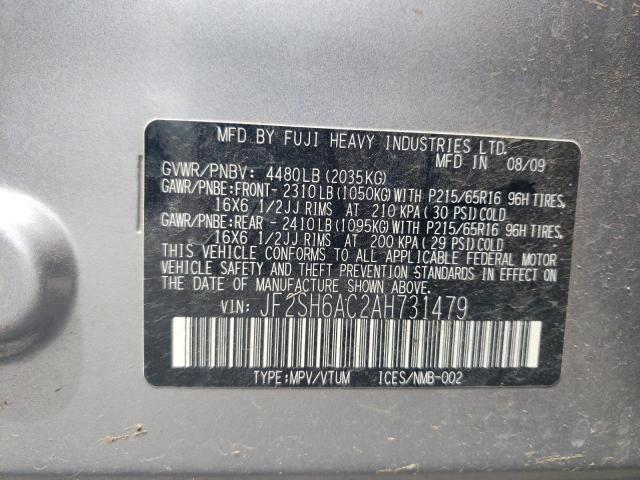 JF2SH6AC2AH731479 - 2010 SUBARU FORESTER 2.5X SILVER photo 14