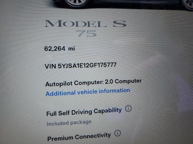 5YJSA1E12GF175777 - 2016 TESLA MODEL S GRAY photo 9