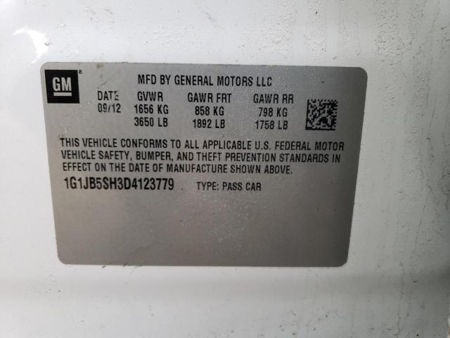 1G1JB5SH3D4123779 - 2013 CHEVROLET SONIC LS WHITE photo 12