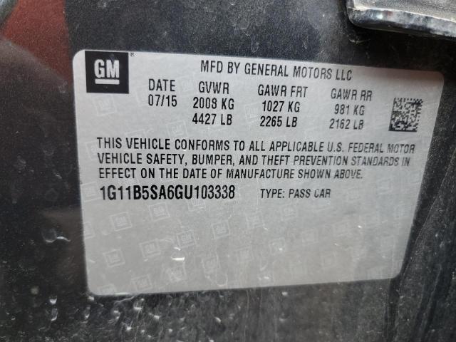 1G11B5SA6GU103338 - 2016 CHEVROLET MALIBU LIM LS GRAY photo 12