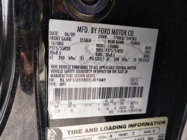 5LMFU28589EJ01841 - 2009 LINCOLN NAVIGATOR BLACK photo 10