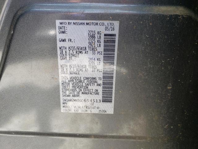 5N1AR2MN9GC654513 - 2016 NISSAN PATHFINDER S GRAY photo 13