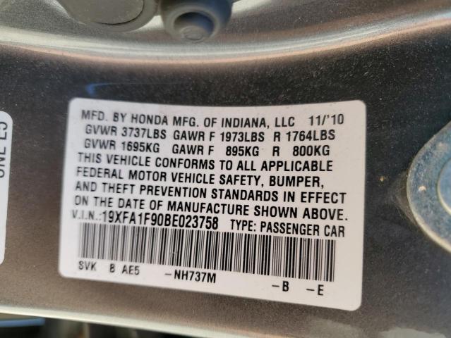 19XFA1F90BE023758 - 2011 HONDA CIVIC EXL Boz foto 12