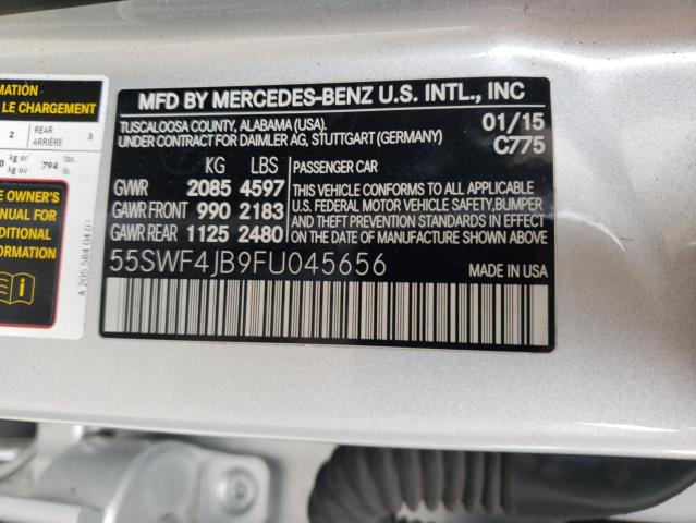 55SWF4JB9FU045656 - 2015 MERCEDES-BENZ C 300 SILVER photo 12