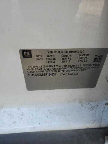 1G11B5SA8GF104835 - 2016 CHEVROLET MALIBU LIM LS Սպիտակ լուսանկար 12