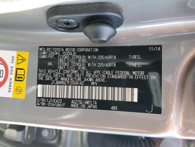 JTJBARBZ7F2004143 - 2015 LEXUS NX 200T SILVER photo 13