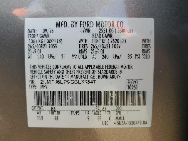 2LMTJ6LP9GBL83547 - 2016 LINCOLN MKX RESERVE თაფლისფერი ფოტო 14