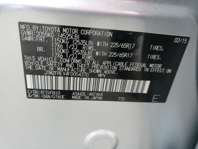 JTMZFREV4FD054370 - 2015 TOYOTA RAV4 LE SILVER photo 13