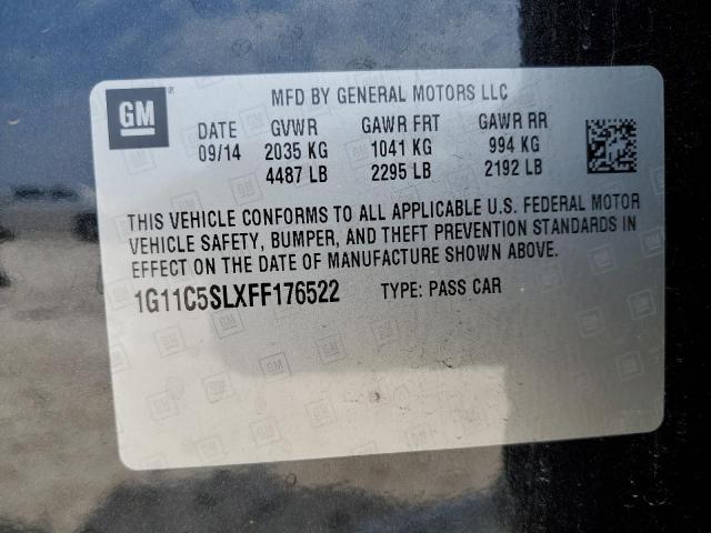 1G11C5SLXFF176522 - 2015 CHEVROLET MALIBU 1LT 黑色 照片 13