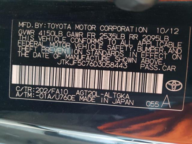JTKJF5C76D3058443 - 2013 TOYOTA SCION TC 黑色 照片 13