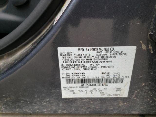 MAJ3S2GE0KC304246 - 2019 FORD ECOSPORT SE Szary zdjęcie 13