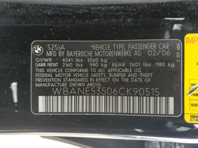 WBANE53506CK90515 - 2006 BMW 525 I BLACK photo 12