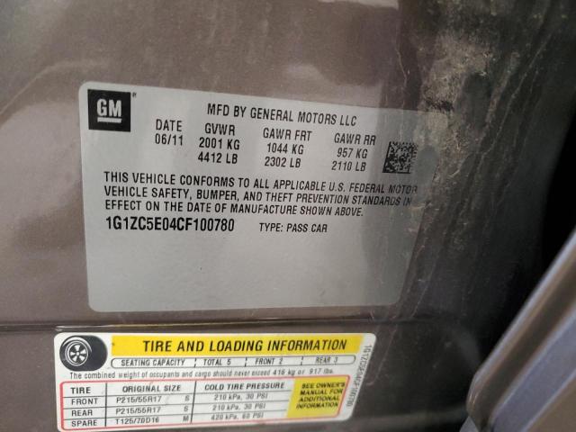 1G1ZC5E04CF100780 - 2012 CHEVROLET MALIBU 1LT თაფლისფერი ფოტო 12