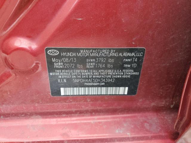 5NPDH4AE5DH343942 - 2013 HYUNDAI ELANTRA GLS RED photo 13