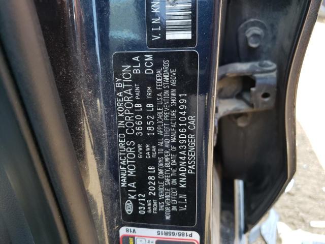 KNADN4A39D6104991 - 2013 KIA RIO EX BLUE photo 13