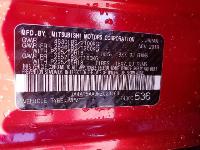 JA4AT5AA9KZ023463 - 2019 MITSUBISHI ECLIPSE CR SE RED photo 13