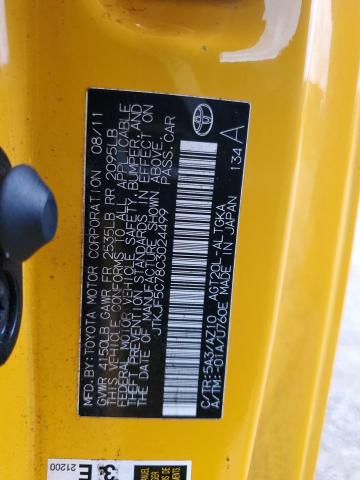 JTKJF5C78C3024499 - 2012 TOYOTA SCION TC 黄色 照片 12