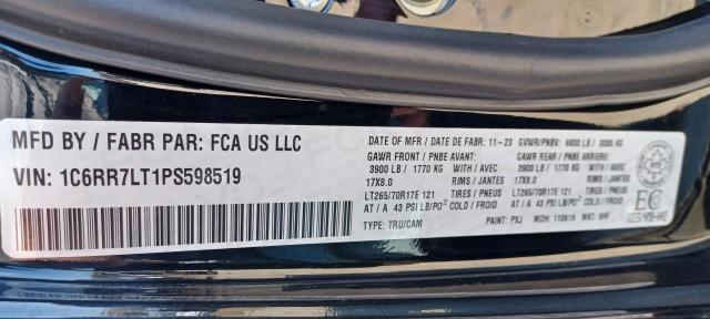 1C6RR7LT1PS598519 - 2023 RAM 1500 CLASS SLT 黑色 照片 12