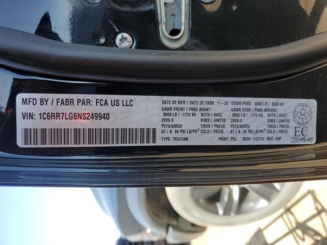 1C6RR7LG6NS249940 - 2022 RAM 1500 CLASS SLT 黑色 照片 12