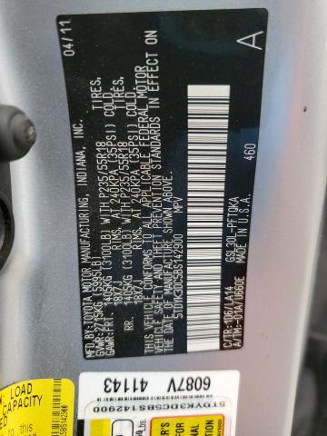 5TDYK3DC5BS142900 - 2011 TOYOTA SIENNA XLE Gümüş fotoğraf 13