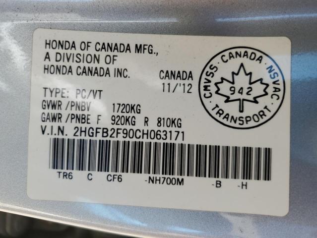 2HGFB2F90CH063171 - 2012 HONDA CIVIC EXL Gümüş foto 12