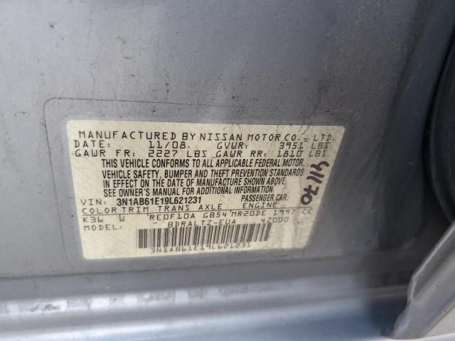 3N1AB61E19L621231 - 2009 NISSAN SENTRA 2.0 SILVER photo 12