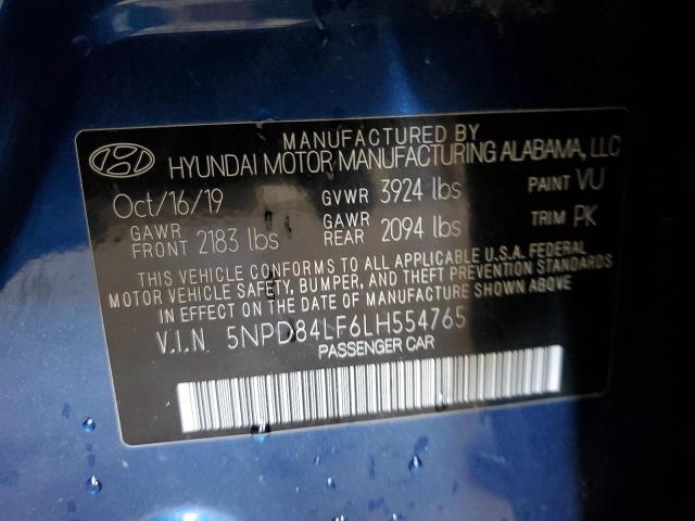 5NPD84LF6LH554765 - 2020 HYUNDAI ELANTRA SEL BLUE photo 13