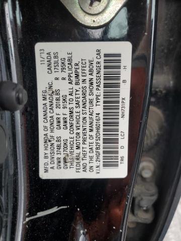 2HGFB2F52DH601674 - 2013 HONDA CIVIC LX BLACK photo 12