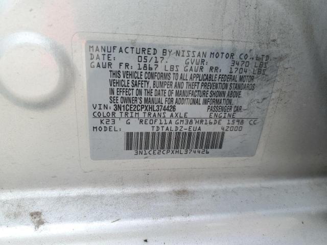 3N1CE2CPXHL374426 - 2017 NISSAN VERSA NOTE S SILVER photo 12