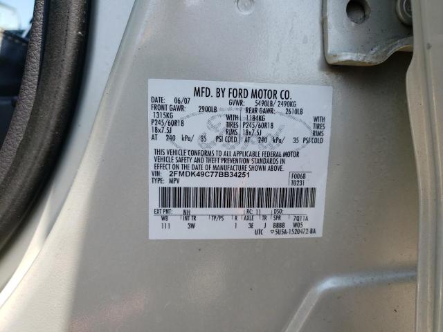 2FMDK49C77BB34251 - 2007 FORD EDGE SEL PLUS WHITE photo 13