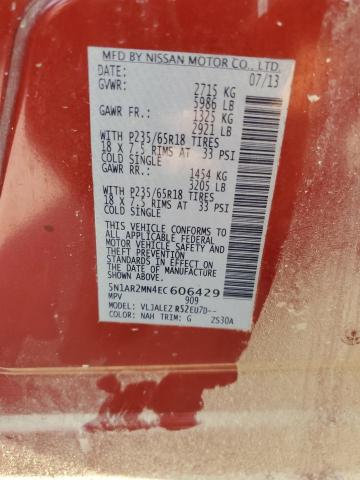 5N1AR2MN4EC606429 - 2014 NISSAN PATHFINDER S BURGUNDY photo 13