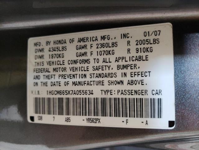 1HGCM665X7A055634 - 2007 HONDA ACCORD EX SILVER photo 12