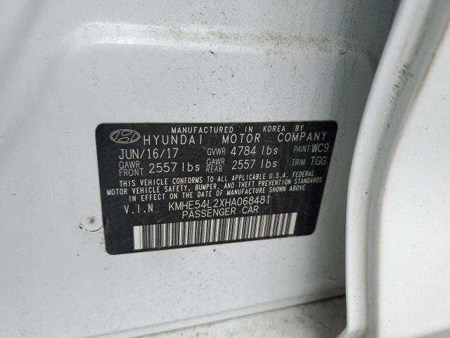 KMHE54L2XHA068481 - 2017 HYUNDAI SONATA PLUG-IN HYBRID WHITE photo 12