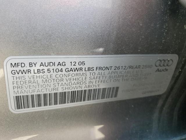 WAUAH74F46N129758 - 2006 AUDI A6 3.2 SILVER photo 12