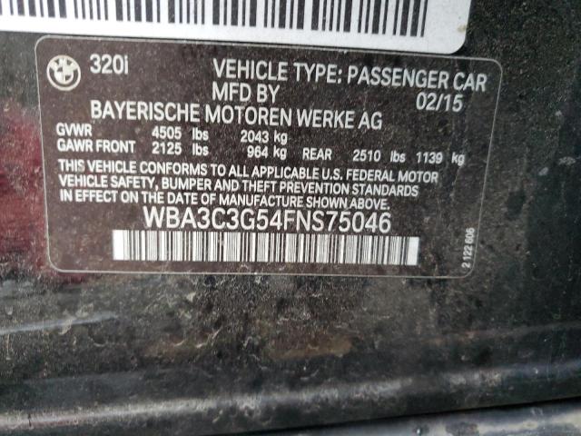 WBA3C3G54FNS75046 - 2015 BMW 320 I XDRIVE BLACK photo 12