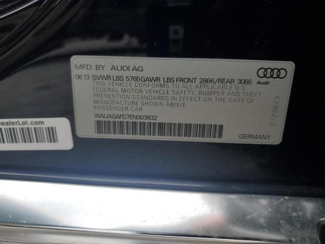 WAUAGAFD7EN003632 - 2014 AUDI A8 QUATTRO BLUE photo 12