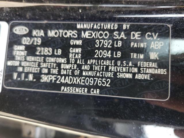 3KPF24ADXKE097652 - 2019 KIA FORTE FE أسود صورة 13