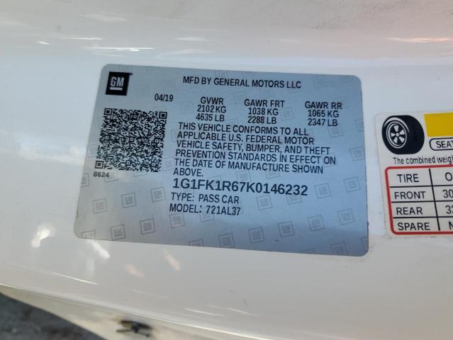 1G1FK1R67K0146232 - 2019 CHEVROLET CAMARO ZL1 WHITE photo 13