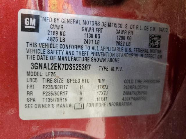 3GNAL2EK7DS625387 - 2013 CHEVROLET CAPTIVA LS 栗色 照片 13