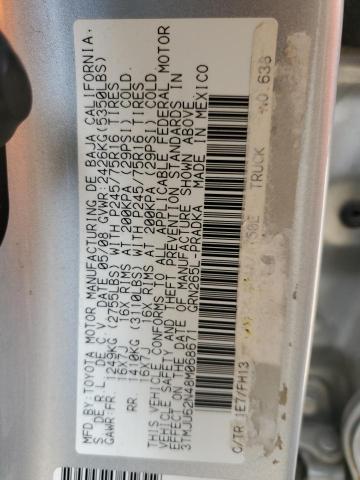 3TMJU62N48M068671 - 2008 TOYOTA TACOMA DOUBLE CAB PRERUNNER SILVER photo 13