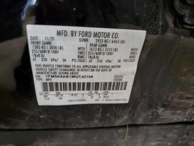 1FM5K8AB1MGC42108 - 2021 FORD EXPLORER POLICE INTERCEPTOR Қара фото 13