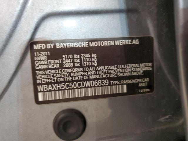 WBAXH5C50CDW06839 - 2012 BMW 528 XI BLUE photo 12